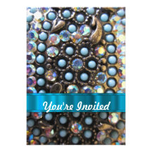 Blue turquoise beaded personalised invite