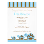 Blue Turtles Striped Baby Shower invite 5 x 7