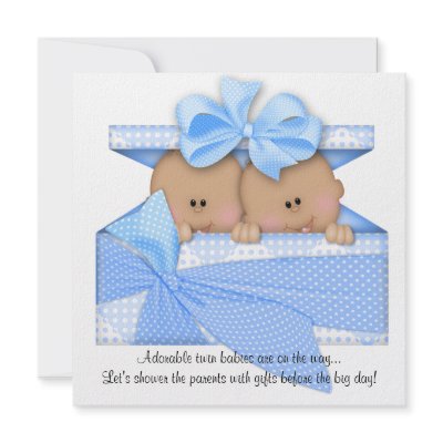 Blue TWIN Baby Shower Invitation African American by kjsinvitations