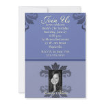 Blue Two-toned Damask Photo Invitation