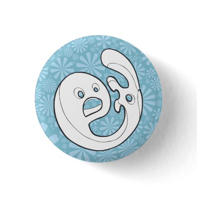 blue twoheaded character button by itchyDesign