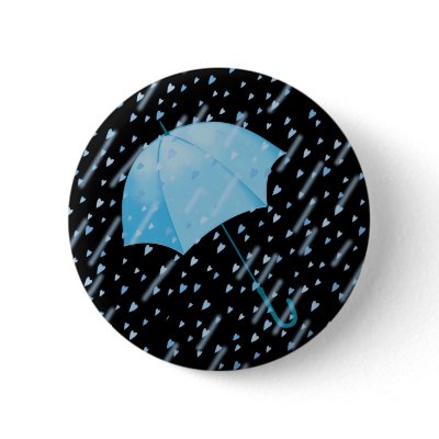 BLUE UMBRELLA SHOWERS OF LOVE by SHARON SHARPE Button by sharonsharpe