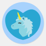 Blue Unicorn Round Stickers