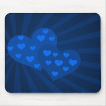 Blue Valentine Hearts Mouse Pad