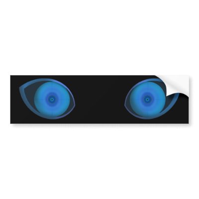 Blue Very Evil Eyes Bumper Sticker by JaZilla