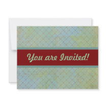 Blue Vintage Antique Diamond Net Invitations