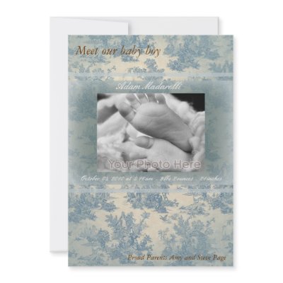Blue vintage baby boy birth announcement by theonedesigns