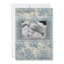 Blue vintage baby boy birth announcement invitations
