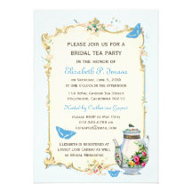 Blue Vintage French Bridal Tea Party Card