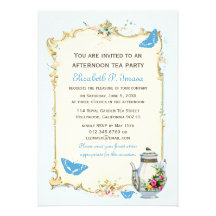 Blue Vintage French Tea Party Invite