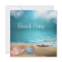 Blue Water Seashells Sand Beach Party