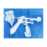 Blue watercolour painting of trumpet player post cards