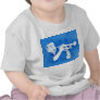 Blue watercolour painting of trumpet player t-shirts