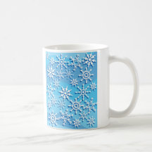 Blue Wave Snowflakes Coffee Mugs