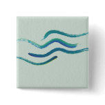 Blue Waves Watercolor Abstract Pinback Button