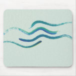 Blue Waves Watercolor Abstract Mouse Pad