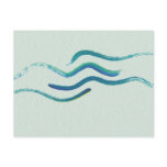 Blue Waves Watercolor Abstract Post Card