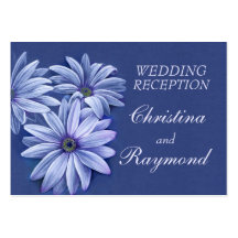 Blue wedding daisy art info enclosure card business card
