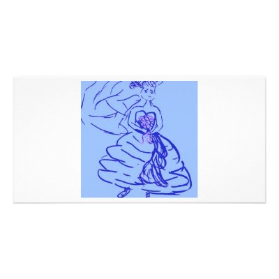Blue Wedding Gown Bride Customized Photo Card by JunipersWedding