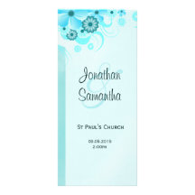 Blue Wedding Program Ceremony and Wedding Party Rack Card Design