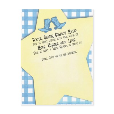 Blue Western Boots for Baby Shower Postcard by LuckyLass