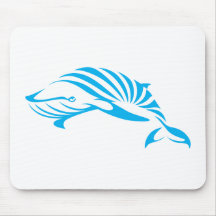 Blue Whale in Swish Drawing Style Mouse Mats