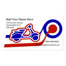 Blue white and red scooter boy or girl contact business card