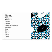 BLUE WHITE BLACK ANIMAL PRINT LIPS KISSES BUSINESS CARDS