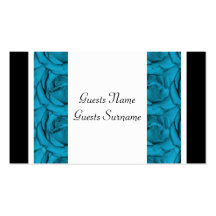 Blue white black floral wedding business card template