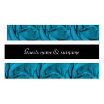 Blue white black floral wedding business cards