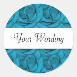 Blue white black floral wedding stickers