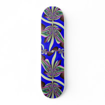 Blue White Brown Fractal Skateboard