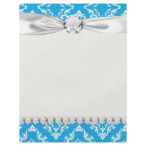 blue white diamond damask pattern personalized flyer