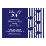Blue & White Grad Hats Graduation Invitation