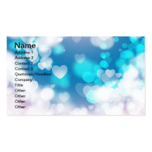 BLUE WHITE HEARTS LAYERS BOKEH DIGITAL WALLPAPER BUSINESS CARD TEMPLATE