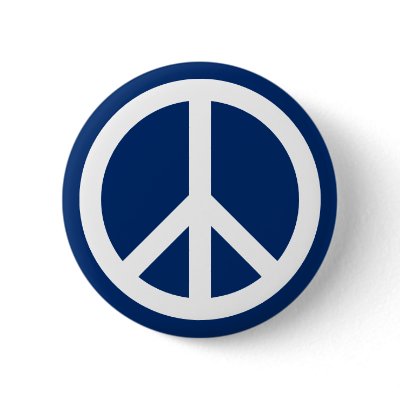 Blue & White Peace Pinback Buttons by designs4you