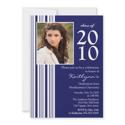Blue & White Photo Graduation Invitation by celebrateitinvites
