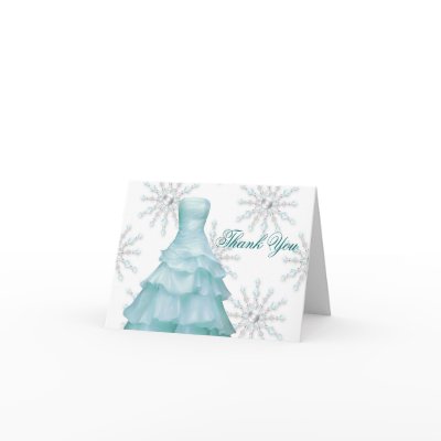 Blue White Snowflakes Quinceanera Thank You Cards by The_Thank_You_Store