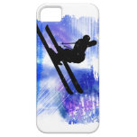 Blue & White Splashes Skier