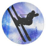 Blue & White Splashes Skier Plate