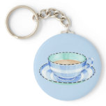 Blue White Teacup blue Keychain