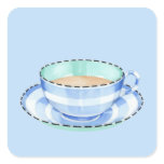 Blue White Teacup blue Square Sticker