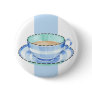 Blue White Teacup white blue Button