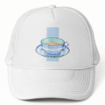 Blue White Teacup white blue Hat