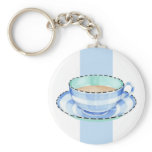 Blue White Teacup white blue Keychain