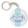 Blue White Teacup white blue Keychain