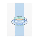 Blue White Teacup white blue Postcard