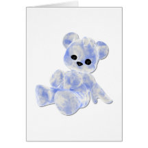 Blue & White Teddy Bear Greeting Card