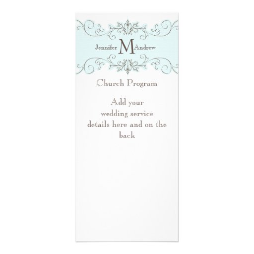 Blue White Vintage Wedding Programs Customized Rack Card