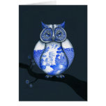 Blue Willow Owl Card